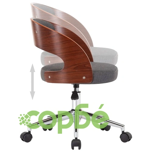 Въртящ офис стол, сив, извито дърво и текстил ➤ топ цена ➤ sorbe.bg