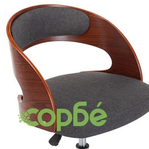 Въртящ офис стол, сив, извито дърво и текстил ➤ топ цена ➤ sorbe.bg