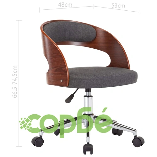 Въртящ офис стол, сив, извито дърво и текстил ➤ топ цена ➤ sorbe.bg