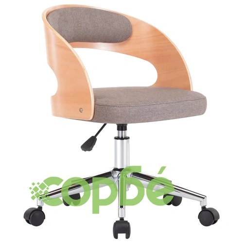 Въртящ офис стол, таупе, извито дърво и текстил ➤ топ цена ➤ sorbe.bg