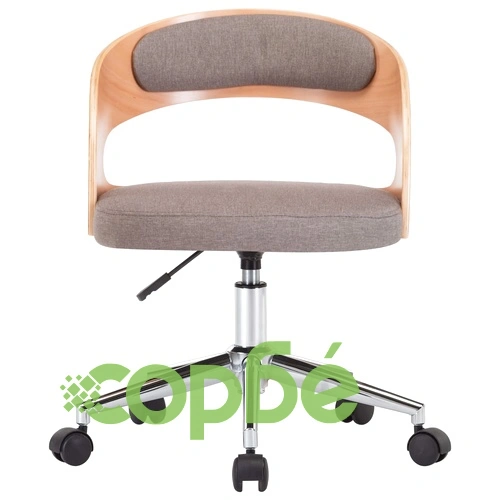 Въртящ офис стол, таупе, извито дърво и текстил ➤ топ цена ➤ sorbe.bg