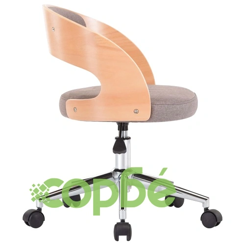 Въртящ офис стол, таупе, извито дърво и текстил ➤ топ цена ➤ sorbe.bg