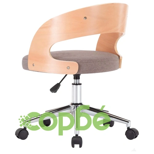 Въртящ офис стол, таупе, извито дърво и текстил ➤ топ цена ➤ sorbe.bg