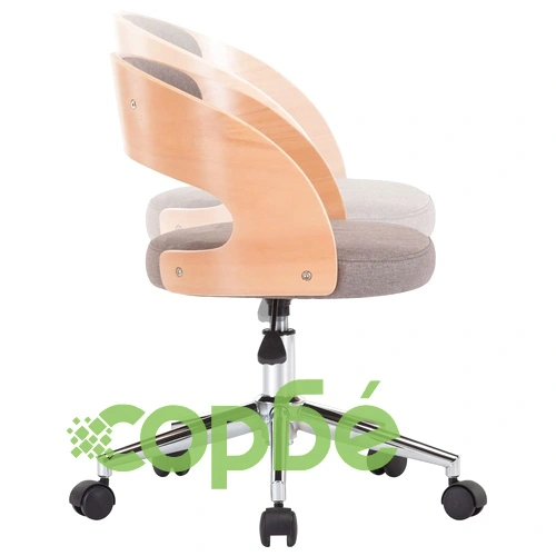 Въртящ офис стол, таупе, извито дърво и текстил ➤ топ цена ➤ sorbe.bg