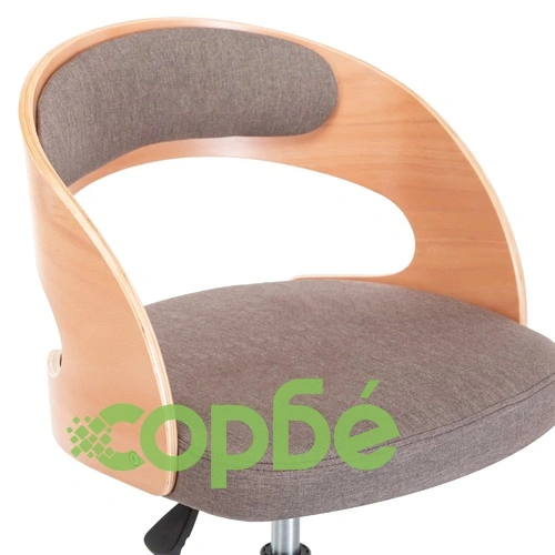 Въртящ офис стол, таупе, извито дърво и текстил ➤ топ цена ➤ sorbe.bg