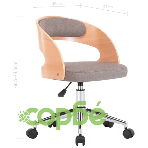 Въртящ офис стол, таупе, извито дърво и текстил ➤ топ цена ➤ sorbe.bg