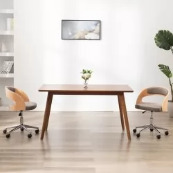 Въртящ офис стол, таупе, извито дърво и текстил