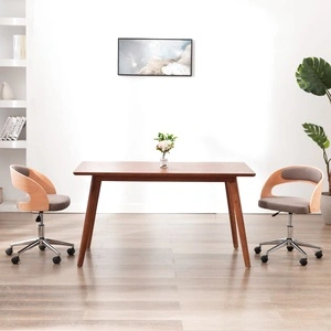 Въртящ офис стол, таупе, извито дърво и текстил