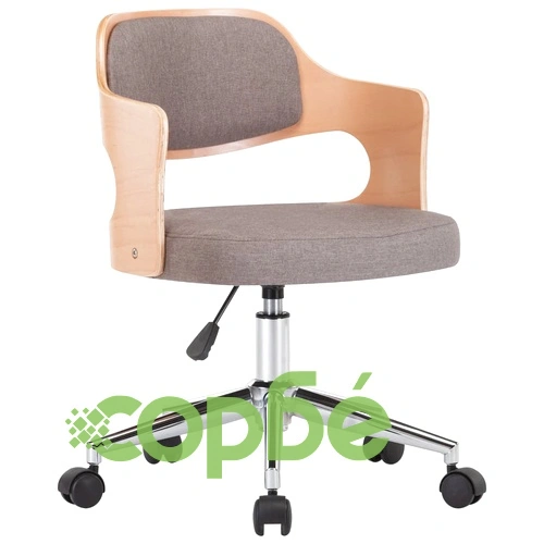 Въртящ офис стол, таупе, извито дърво и текстил ➤ топ цена ➤ sorbe.bg