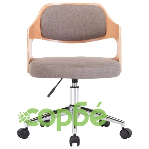 Въртящ офис стол, таупе, извито дърво и текстил ➤ топ цена ➤ sorbe.bg