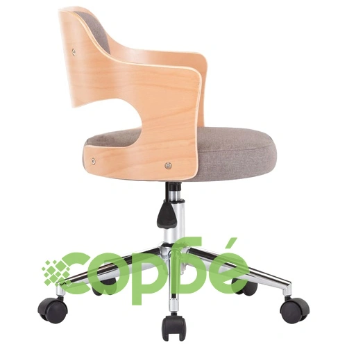 Въртящ офис стол, таупе, извито дърво и текстил ➤ топ цена ➤ sorbe.bg