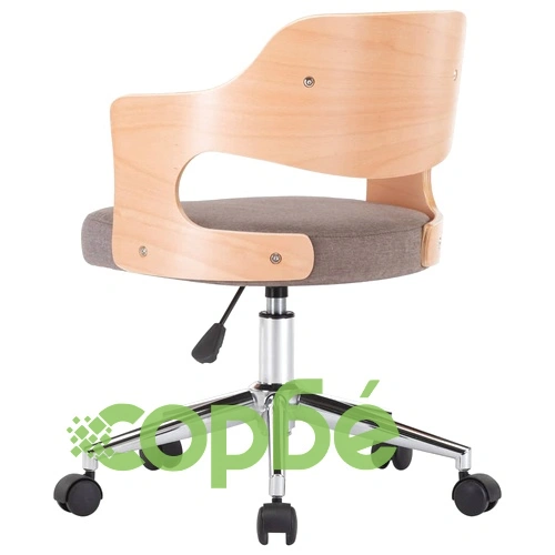 Въртящ офис стол, таупе, извито дърво и текстил ➤ топ цена ➤ sorbe.bg