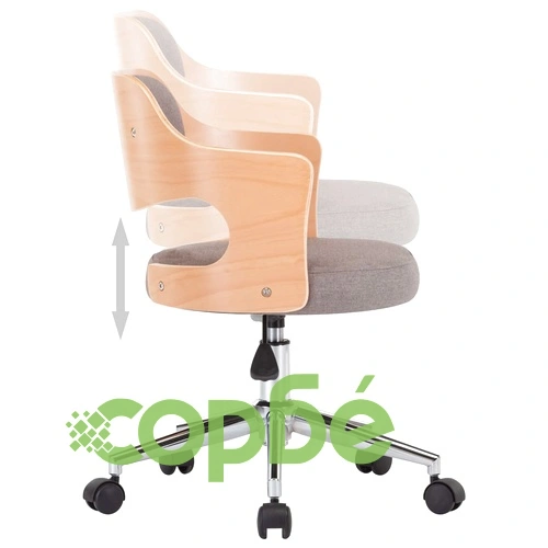 Въртящ офис стол, таупе, извито дърво и текстил ➤ топ цена ➤ sorbe.bg