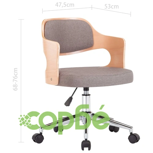 Въртящ офис стол, таупе, извито дърво и текстил ➤ топ цена ➤ sorbe.bg