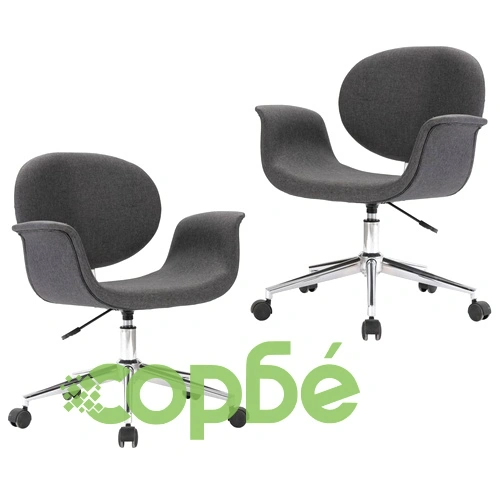 Въртящи се трапезни столове, 2 бр, сиви, текстил ➤ топ цена ➤ sorbe.bg