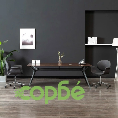 Въртящи се трапезни столове, 2 бр, сиви, текстил ➤ топ цена ➤ sorbe.bg