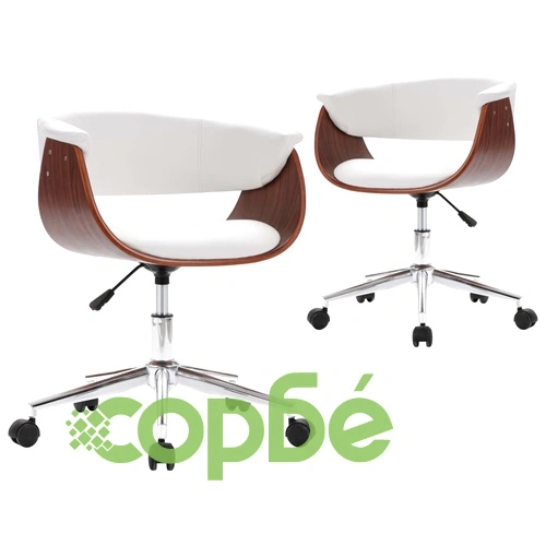 Въртящи се трапезни столове, 2 бр, бели, изкуствена кожа ➤ топ цена ➤ sorbe.bg