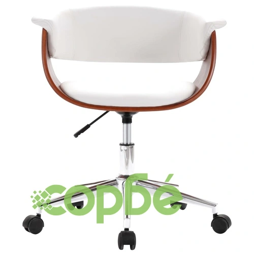 Въртящи се трапезни столове, 2 бр, бели, изкуствена кожа ➤ топ цена ➤ sorbe.bg