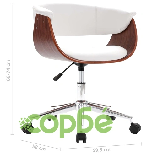 Въртящи се трапезни столове, 4 бр, бели, изкуствена кожа ➤ топ цена ➤ sorbe.bg