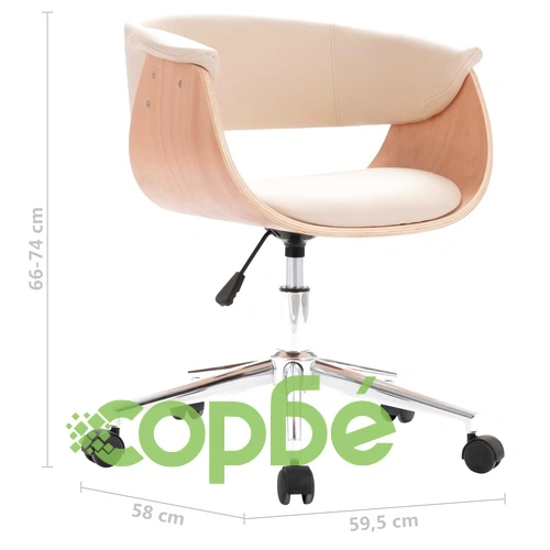 Въртящи се трапезни столове, 2 бр, кремави, изкуствена кожа ➤ топ цена ➤ sorbe.bg