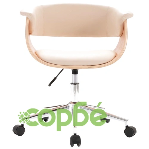 Въртящи се трапезни столове, 6 бр, кремави, изкуствена кожа ➤ топ цена ➤ sorbe.bg