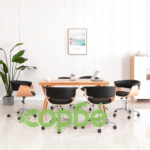 Въртящи се трапезни столове, 6 бр, черни, изкуствена кожа ➤ топ цена ➤ sorbe.bg