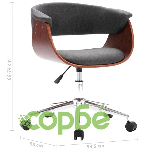 Въртящи се трапезни столове, 2 бр, сиви, текстил ➤ топ цена ➤ sorbe.bg