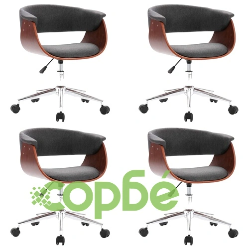 Въртящи се трапезни столове, 4 бр, сиви, текстил ➤ топ цена ➤ sorbe.bg