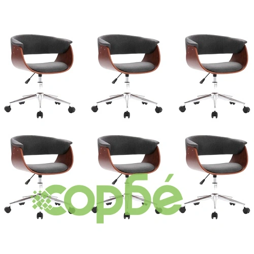 Въртящи се трапезни столове, 6 бр, сиви, текстил ➤ топ цена ➤ sorbe.bg