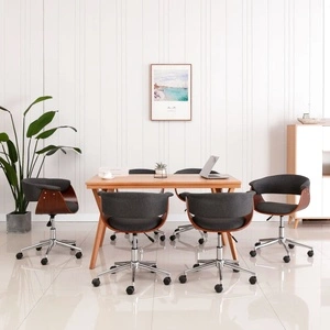 Въртящи се трапезни столове, 6 бр, сиви, текстил