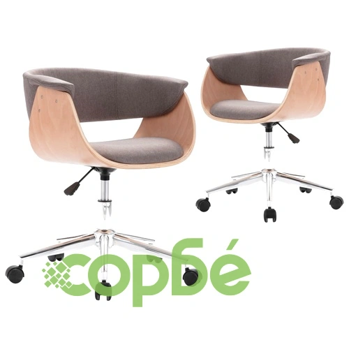 Въртящи се трапезни столове, 2 бр, таупе, текстил ➤ топ цена ➤ sorbe.bg