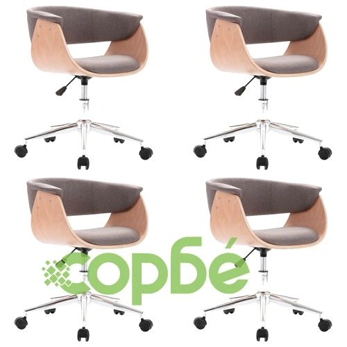 Въртящи се трапезни столове, 4 бр, таупе, текстил ➤ топ цена ➤ sorbe.bg