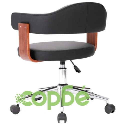 Въртящи се трапезни столове 4 бр черни извито дърво и еко кожа ➤ топ цена ➤ sorbe.bg