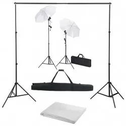 Комплект за фото студио с фонове, лампи и чадъри
