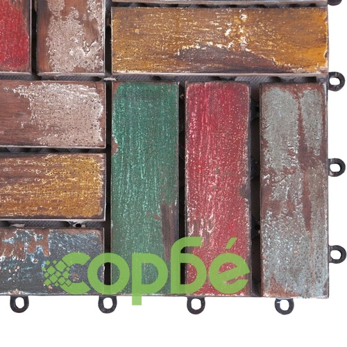 Декинг плочки, 22 бр, 30х30 см, регенерирано дърво масив ➤ топ цена ➤ sorbe.bg