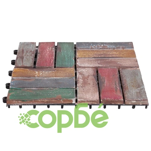 Декинг плочки, 33 бр, 30х30 см, регенерирано дърво масив ➤ топ цена ➤ sorbe.bg