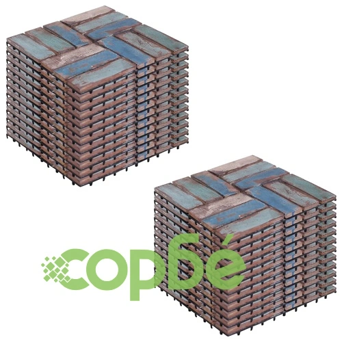 Декинг плочки, 22 бр, 30х30 см, регенерирано дърво масив ➤ топ цена ➤ sorbe.bg