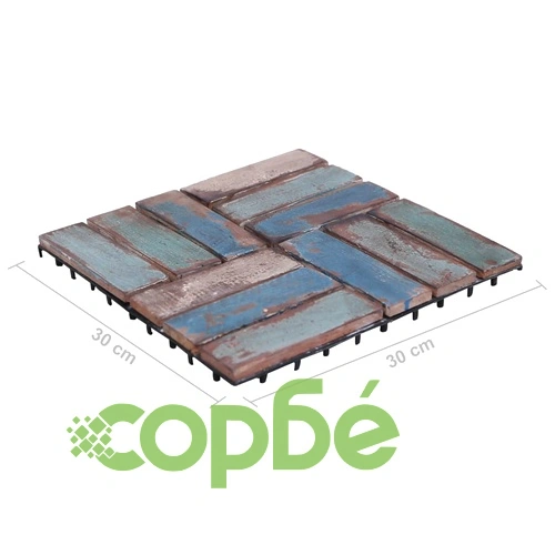 Декинг плочки, 22 бр, 30х30 см, регенерирано дърво масив ➤ топ цена ➤ sorbe.bg