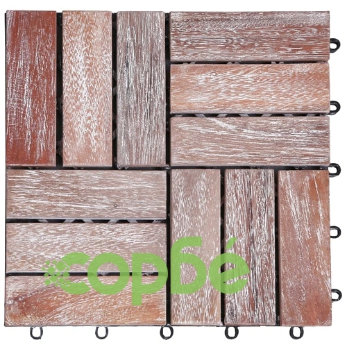 Декинг плочки, 33 бр, 30х30 см, регенерирано дърво масив ➤ топ цена ➤ sorbe.bg