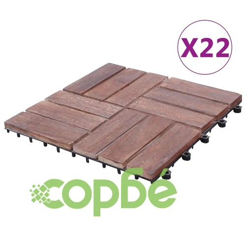 Декинг плочки, 22 бр, 30х30 см, регенерирано дърво масив ➤ топ цена ➤ sorbe.bg