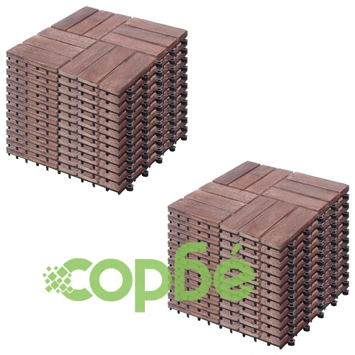 Декинг плочки, 22 бр, 30х30 см, регенерирано дърво масив ➤ топ цена ➤ sorbe.bg