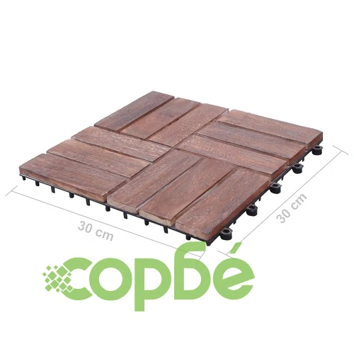 Декинг плочки, 22 бр, 30х30 см, регенерирано дърво масив ➤ топ цена ➤ sorbe.bg