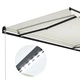 Ръчно прибираща се тента с LED, 300x250 см, кремава