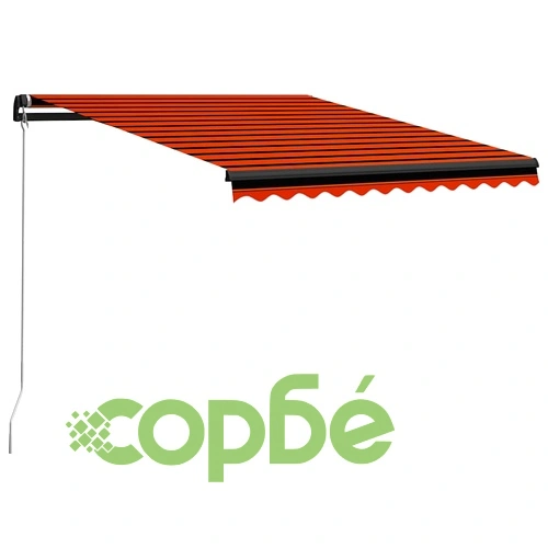 Ръчно прибираща се тента с LED, 350x250 см, оранжево и кафяво ➤ топ цена ➤ sorbe.bg