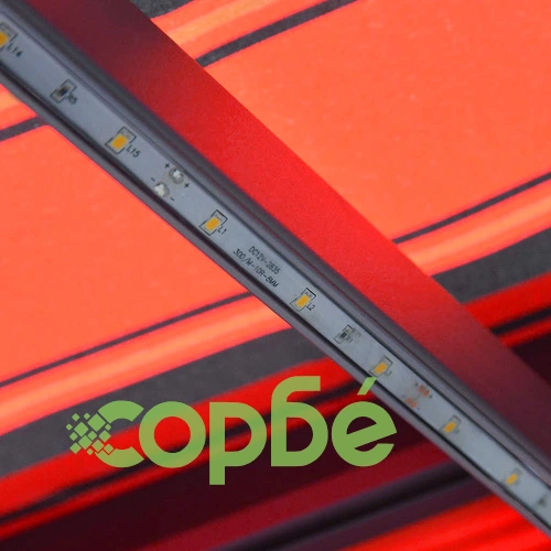 Ръчно прибираща се тента с LED, 350x250 см, оранжево и кафяво ➤ топ цена ➤ sorbe.bg