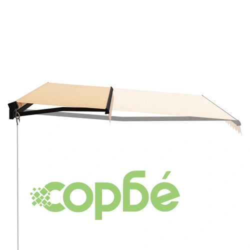 Ръчно прибираща се тента с LED, 400x300 см, жълто и бяло ➤ топ цена ➤ sorbe.bg