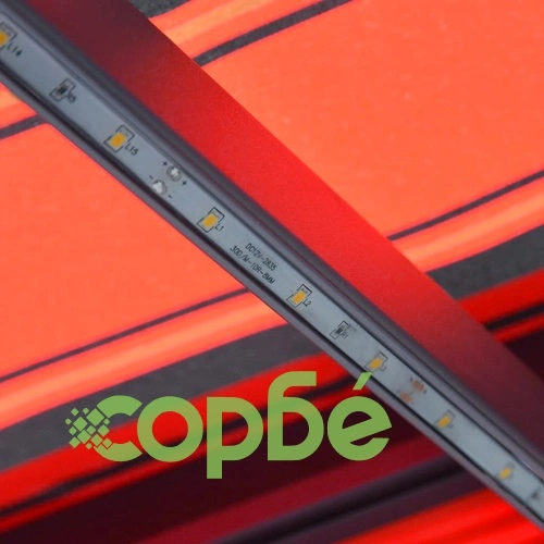 Ръчно прибираща се тента с LED, 400x300 см, оранжево и кафяво ➤ топ цена ➤ sorbe.bg