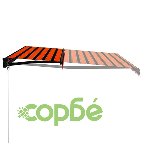 Ръчно прибираща се тента с LED, 450x300 см, оранжево и кафяво ➤ топ цена ➤ sorbe.bg
