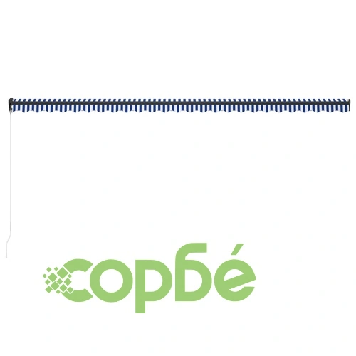 Ръчно прибиращ се сенник с LED, 600x300 см, синьо и бяло ➤ топ цена ➤ sorbe.bg