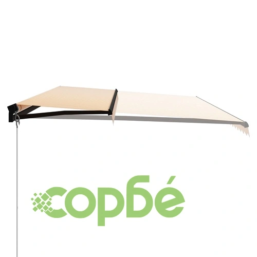 Ръчно прибиращ се сенник с LED, 600x300 см, жълто и бяло ➤ топ цена ➤ sorbe.bg